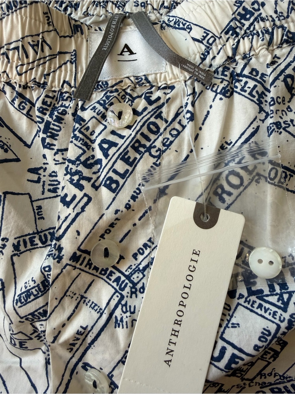 Anthropologie The Wren Boxer Shorts Navy Cream Paris SIZE MEDIUM NEW - Picture 4 of 9